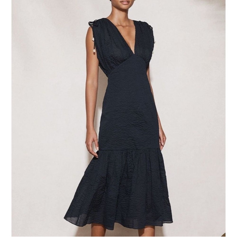 NWT Marysia Resort Textured Cotton Tie Sleeve Midi Dress Size Medium